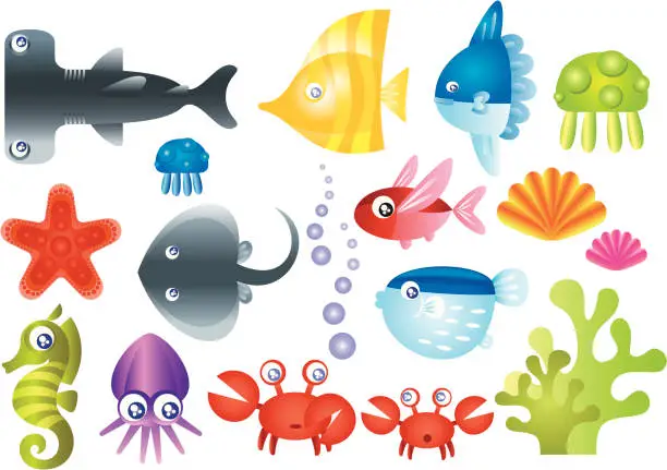 Vector illustration of Sea Creature Collection