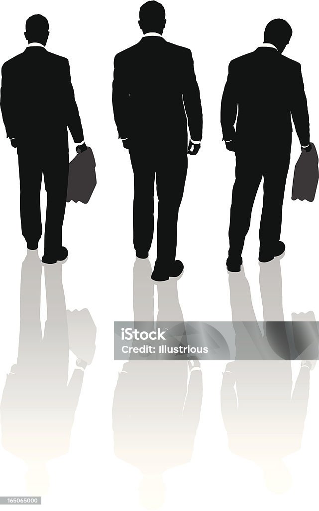 Businessmen Walking Away Reflection Series Three Businessmen are walking away showing a rear silhouette profile. This download contains an editable EPS file, as well as a large JPG file. Adult stock vector