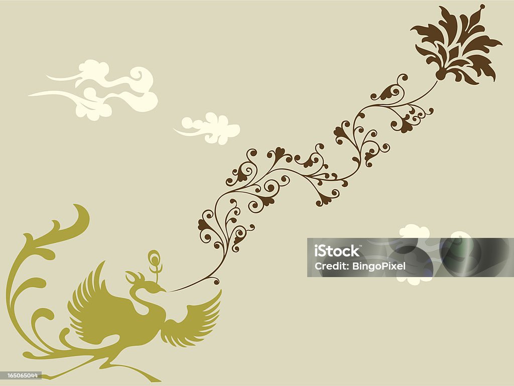 Phoenix & planta - arte vectorial de Cultura china libre de derechos