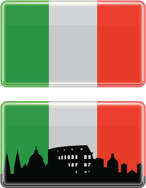 glänzende italienischen fliesen - italian flag skyline famous place flag stock-grafiken, -clipart, -cartoons und -symbole