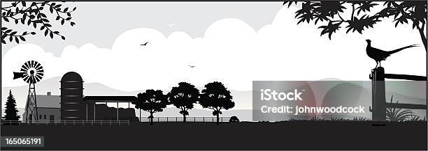 Farm Silhouette Stock Illustration - Download Image Now - Farm, In Silhouette, Farmhouse