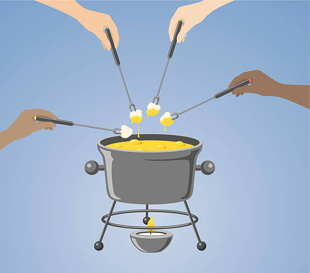 Share Fondue - incl. jpeg Fondue party. cheese fondue stock illustrations