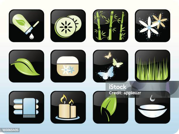 Spa Icons Stock Illustration - Download Image Now - Avocado, Bamboo Shoot, Beauty