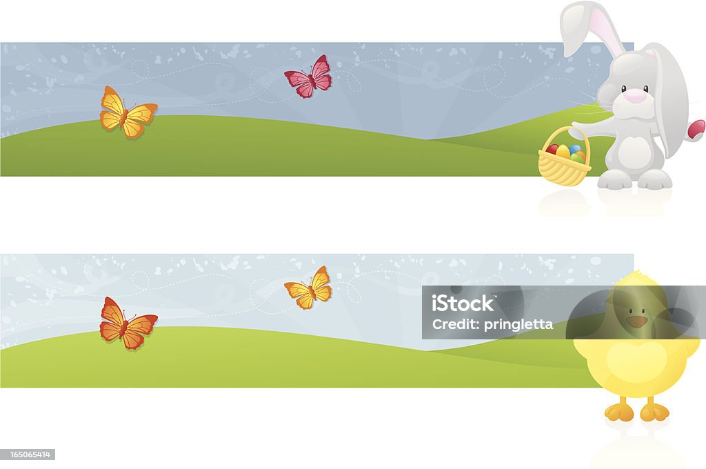 Bunny & Chick Banner - arte vettoriale royalty-free di Coniglietto di Pasqua