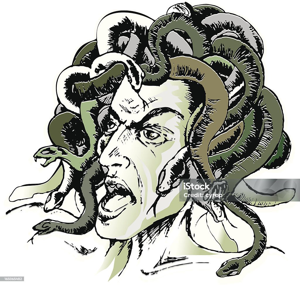 medusa head comic-Stil - Lizenzfrei Ehemalige griechische Währung Vektorgrafik