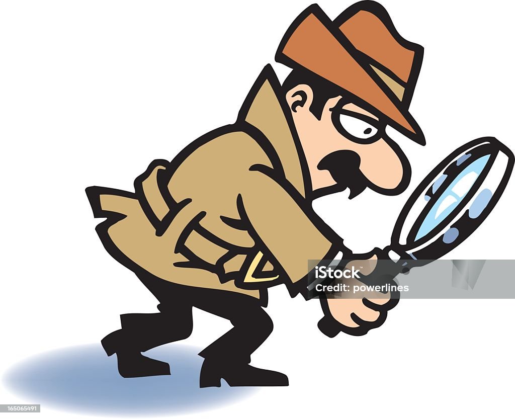 Cartoon Drawing Of Detective With Magnifying Glass Stock Illustration -  Download Image Now - Detective, Magnifying Glass, Inspector - iStock
