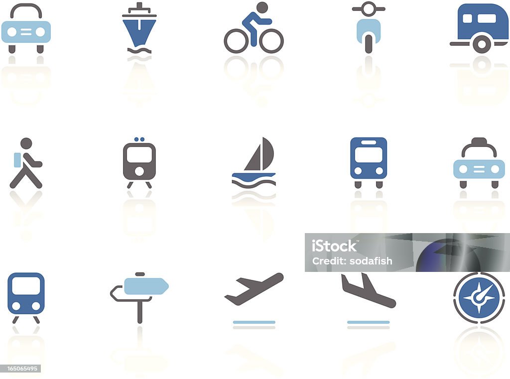 Auto und Transport Symbole/azur Serie - Lizenzfrei Bus Vektorgrafik