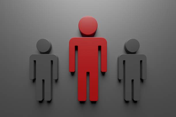 Different person in a crowd. Unique individuality concept 3d rendering
