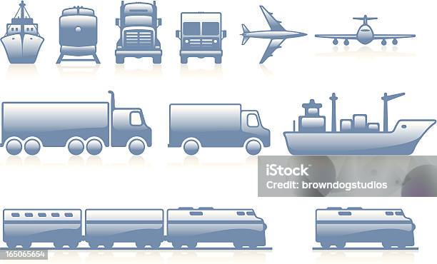 Ilustración de Transporte Iconosazul y más Vectores Libres de Derechos de Contenedor de carga - Contenedor de carga, Tren de carga, Avión