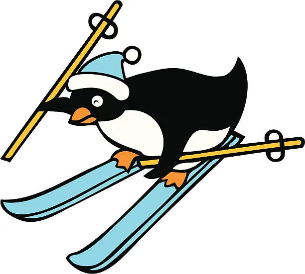 Vector illustration of Ski Penguin