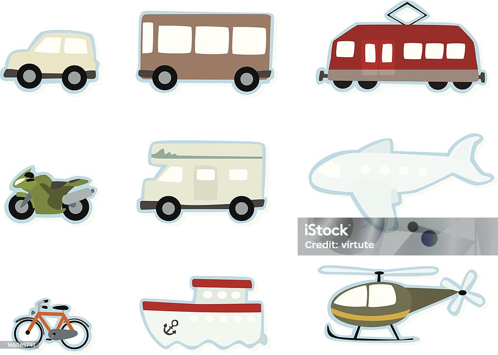 Iconos de transporte - arte vectorial de Autobús libre de derechos