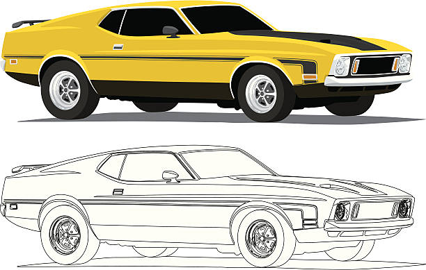 黄色 mach1 - スポーツカー点のイラスト素材／クリップアート素材／マンガ素材／アイコン素材