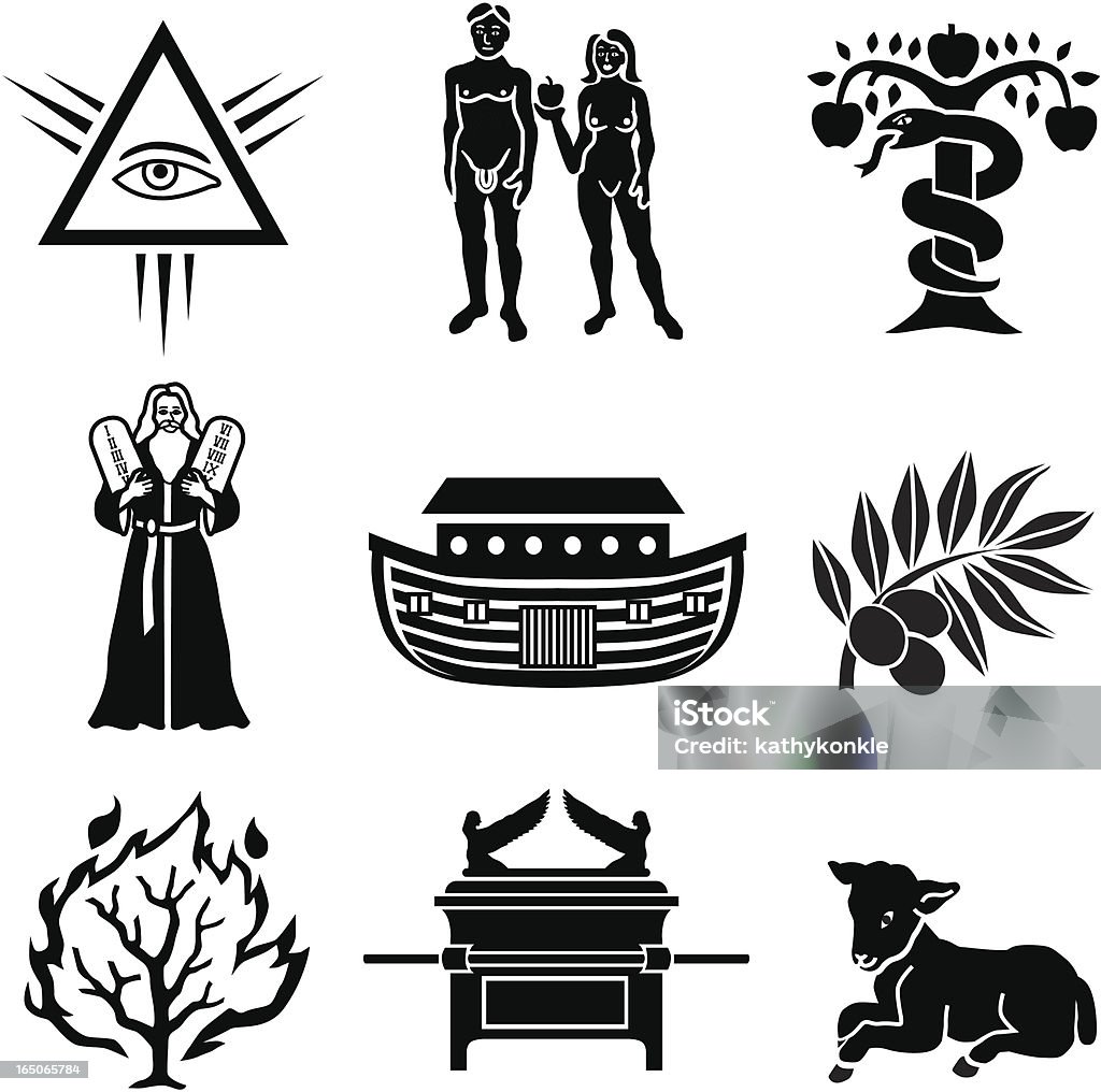 Old testament icons Vector icons with a Biblical Old Testament theme. Adam - Biblical Figure stock vector
