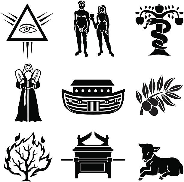 Old testament icons Vector icons with a Biblical Old Testament theme. religious text stock illustrations
