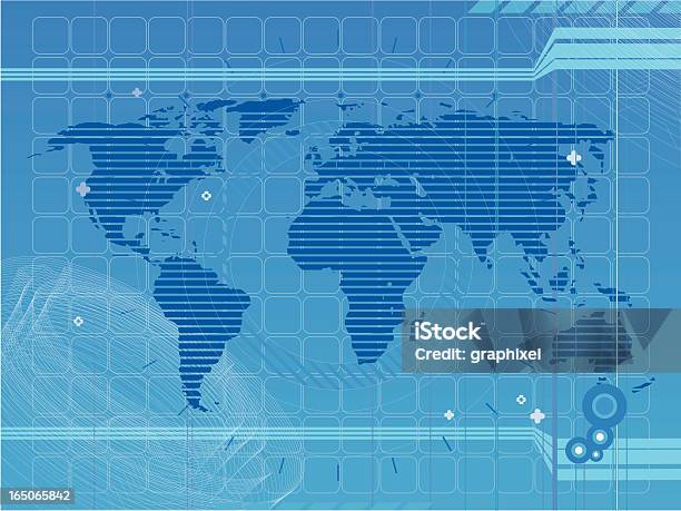 Абстрактный Карта Мира Фоне — стоковая векторная графика и другие изображения на тему Абстрактный задний план - Абстрактный задний план, Планета, Синий