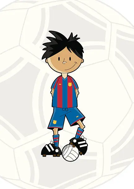 Vector illustration of Football Soccer Boy in Barcelona Home Style Shirt