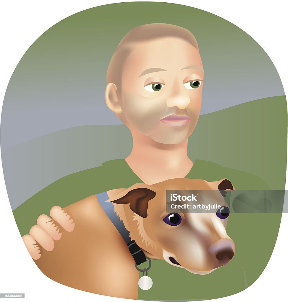 Uomo con cane - arte vettoriale royalty-free di Accarezzare un animale