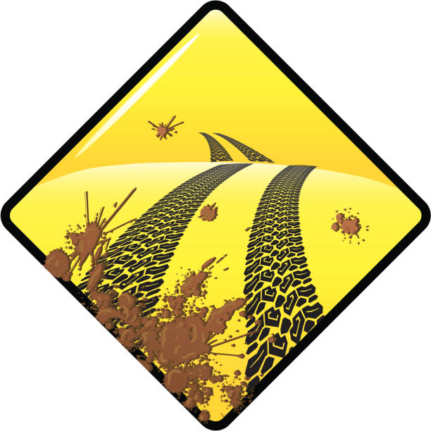 ilustraciones, imágenes clip art, dibujos animados e iconos de stock de off roader - mud tire road sign