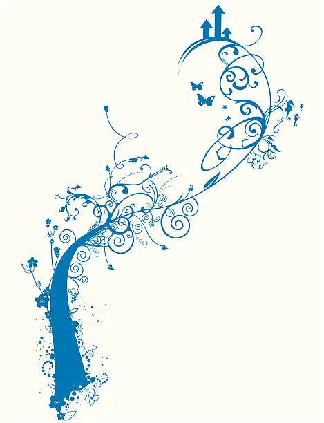Vector illustration of Spring in blue