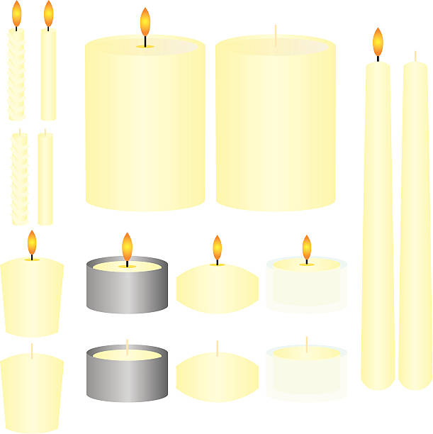 illustrazioni stock, clip art, cartoni animati e icone di tendenza di french vanilla candele - candle tea light candlelight flame