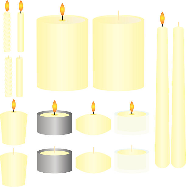 ilustrações, clipart, desenhos animados e ícones de french vanilla velas - tea light votive candle candle candlelight