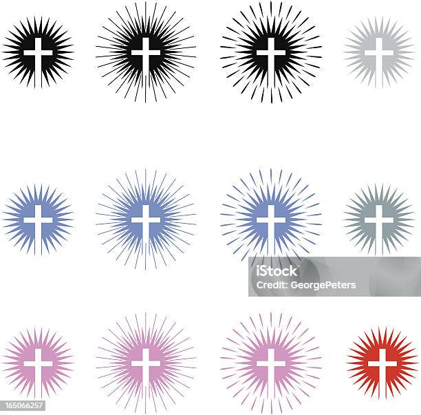 Cross Che Irradiano Luce - Immagini vettoriali stock e altre immagini di A forma di croce - A forma di croce, Croce religiosa, Chiesa