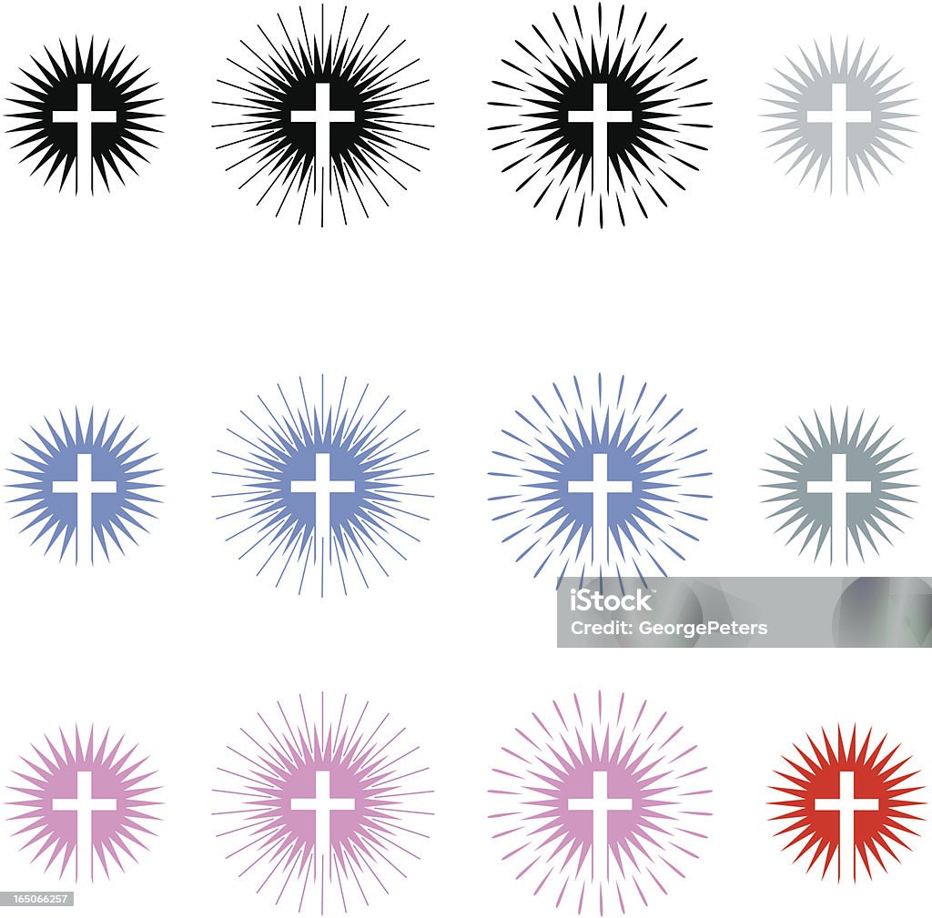 Krzyż promieniujących światłem - Grafika wektorowa royalty-free (Krzyż - Akcesoria religijne)