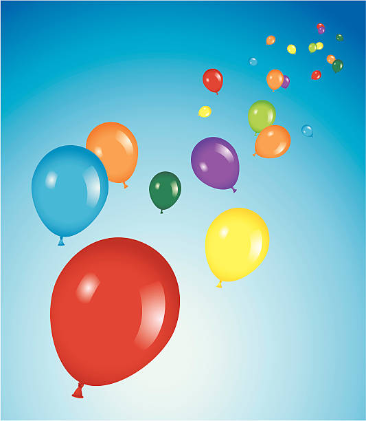 カラフルなバルーン - balloon moving up child flying点のイラスト素材／クリップアート素材／マンガ素材／アイコン素材