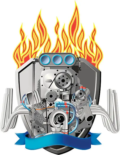 Vector illustration of Racing Car Engine