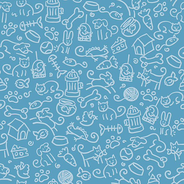 pet and pet related objects in a seamless pattern. just drop into your illustrator swatches and use as a tiled fill. more similar images: