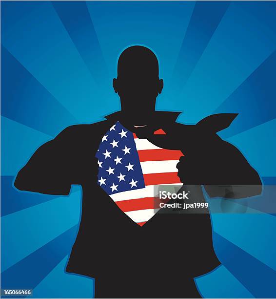 Amerikanischer Held Stock Vektor Art und mehr Bilder von Shirt - Shirt, Patriotismus, Geschäftsmann