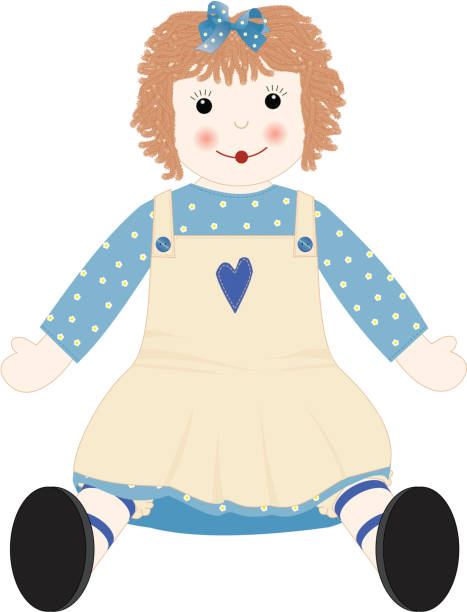 blue heart flickenpuppe - rag doll stock-grafiken, -clipart, -cartoons und -symbole