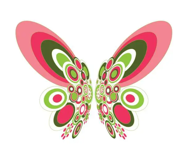 Vector illustration of Retro pink butterfly