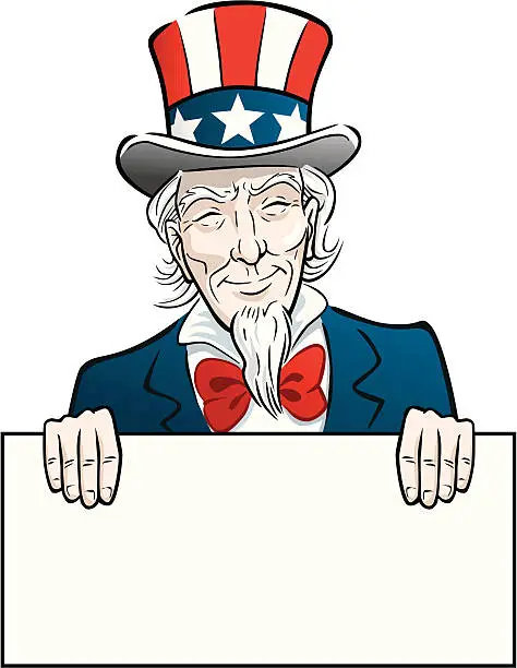 Vector illustration of Uncle Sam With Sign