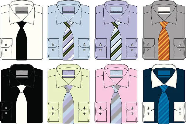 Vector illustration of Mens Formal Dress Shirt with Tie (Folded)