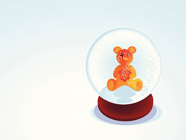 snowglobe cuddles vector art illustration