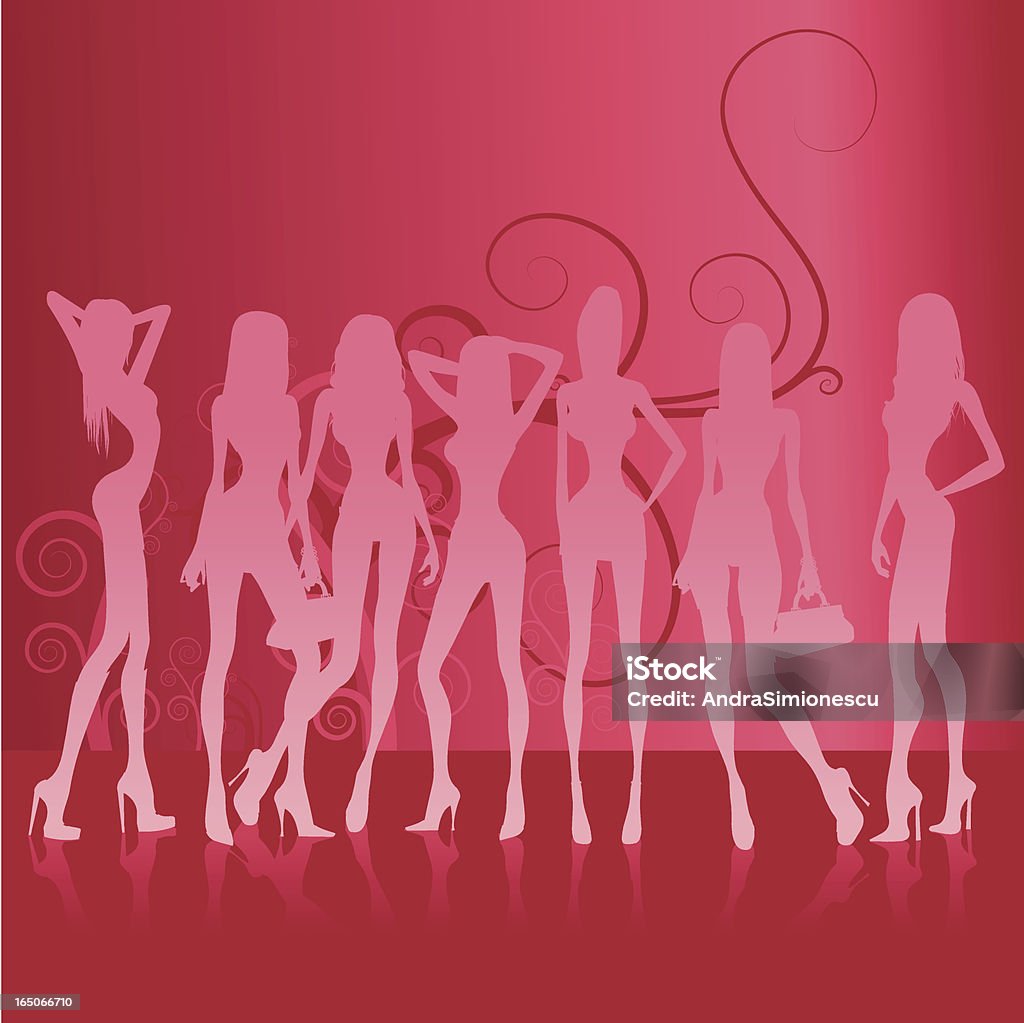 Tło z 7 dziewczyny - Grafika wektorowa royalty-free (18-19 lat)