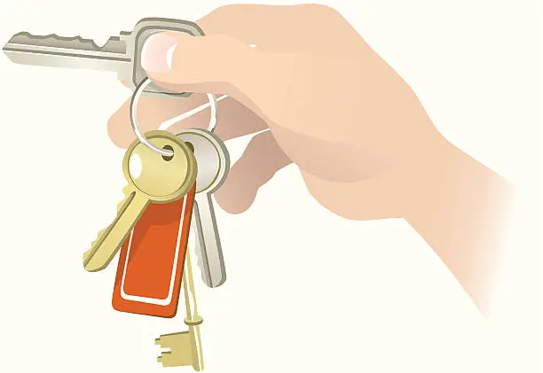 Vector illustration of House keys and a human hand