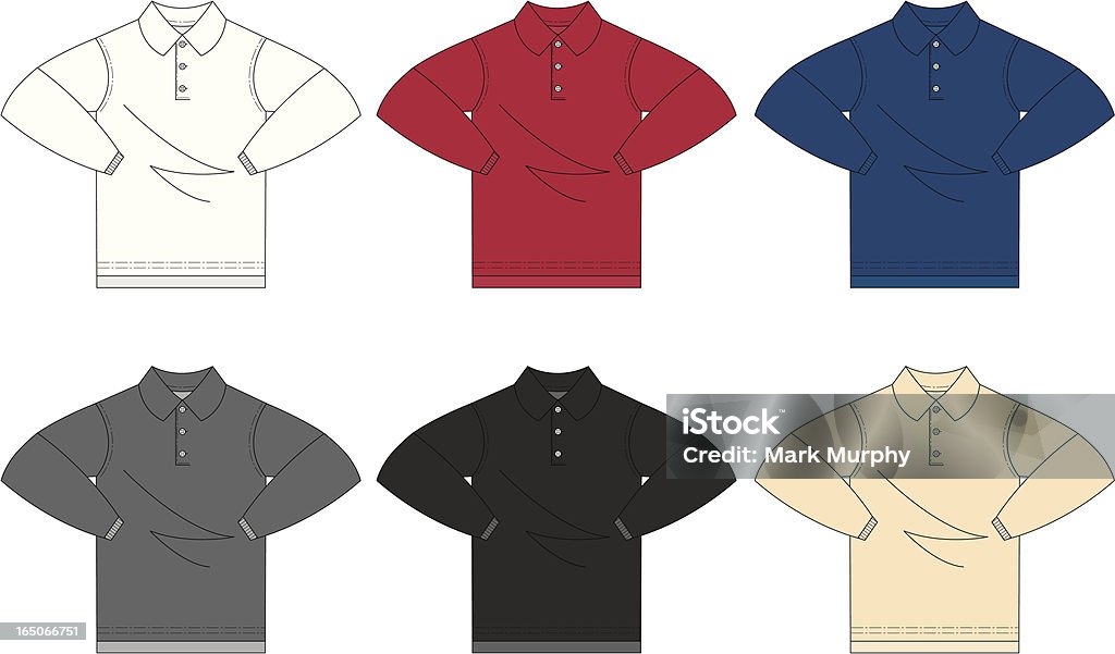 Maglia Polo in piqué a manica lunga - arte vettoriale royalty-free di Abbigliamento da uomo