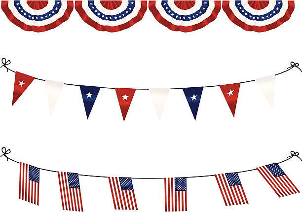 American Flag Bunting Different types of flags - no gradient mesh used american flag bunting stock illustrations