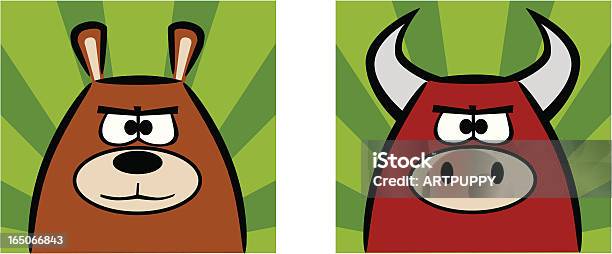 Ilustración de Stock Market Bear Y Bull Iconos y más Vectores Libres de Derechos de Ahorros - Ahorros, Bolsa de Nueva York, Ganado domesticado