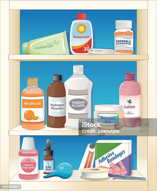 Домашняя Аптечка — стоковая векторная графика и другие изображения на тему Домашняя аптечка - Домашняя аптечка, Мазь, Обесцвеченные волосы