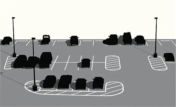 Vector illustration of Parking Lot Vector Silhouette