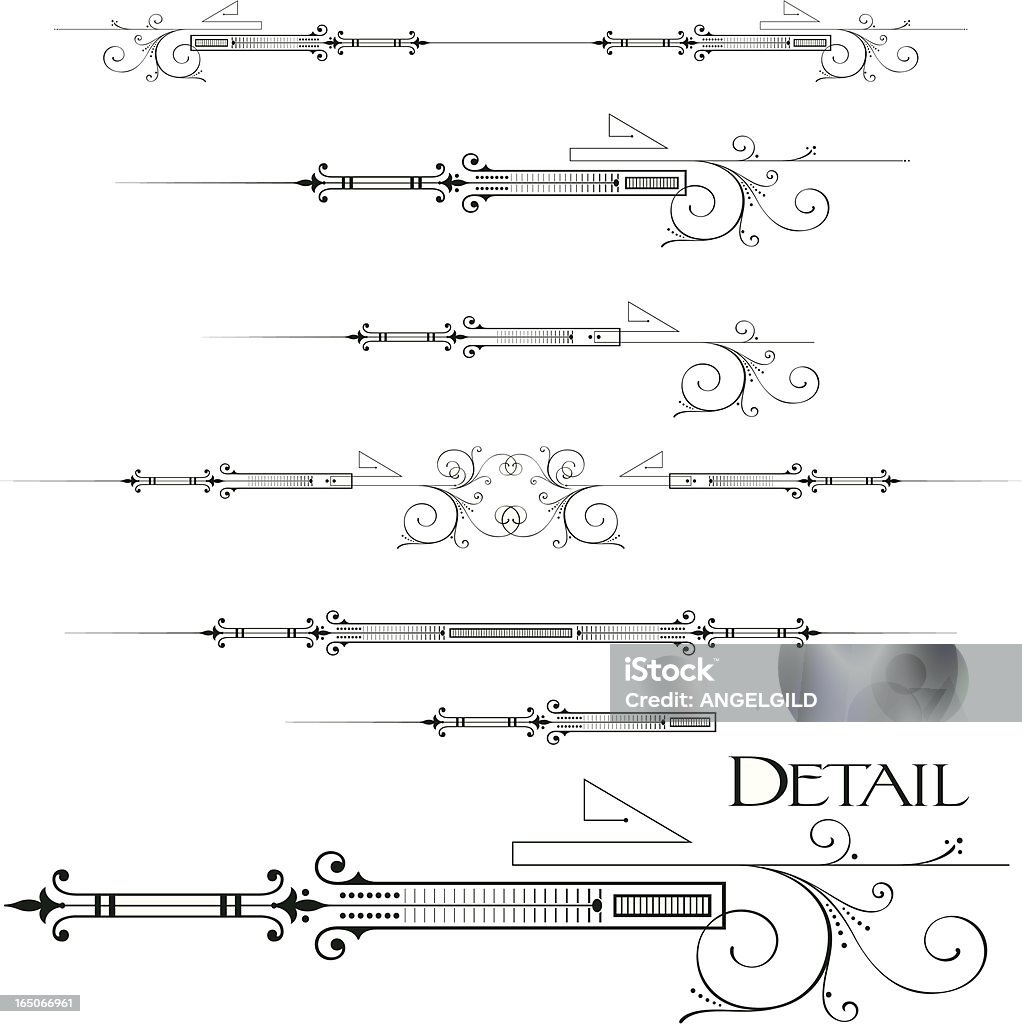 Pergaminhos ornamentadas e centros ruleline - Vetor de Arte Deco royalty-free