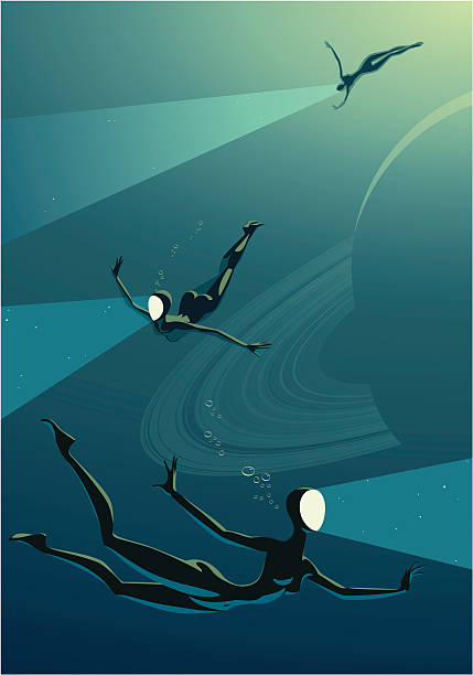 ilustraciones, imágenes clip art, dibujos animados e iconos de stock de buzos en titan - deep sea diving illustrations