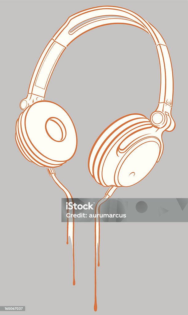 White and orange headphones on gray background headphones on gray background. Headphones stock vector