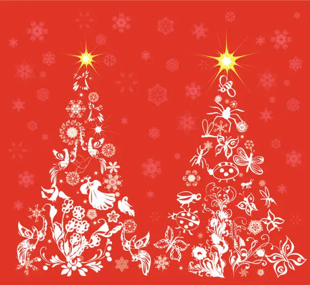 Vector illustration of Christmas trees, vector