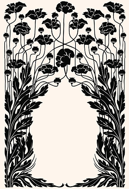 ilustrações de stock, clip art, desenhos animados e ícones de art nouveau jardim limite - art deco pattern backgrounds ornate