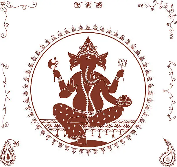 Vector illustration of Mehndi Ganesha