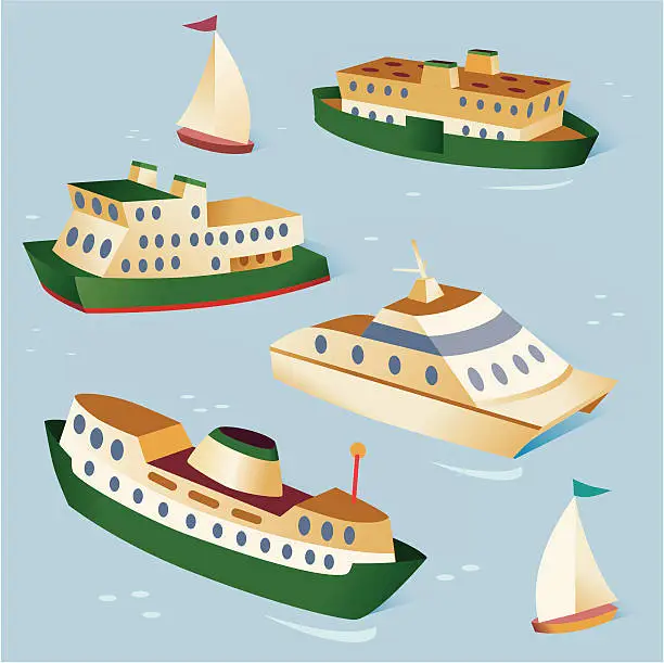 Vector illustration of Boats